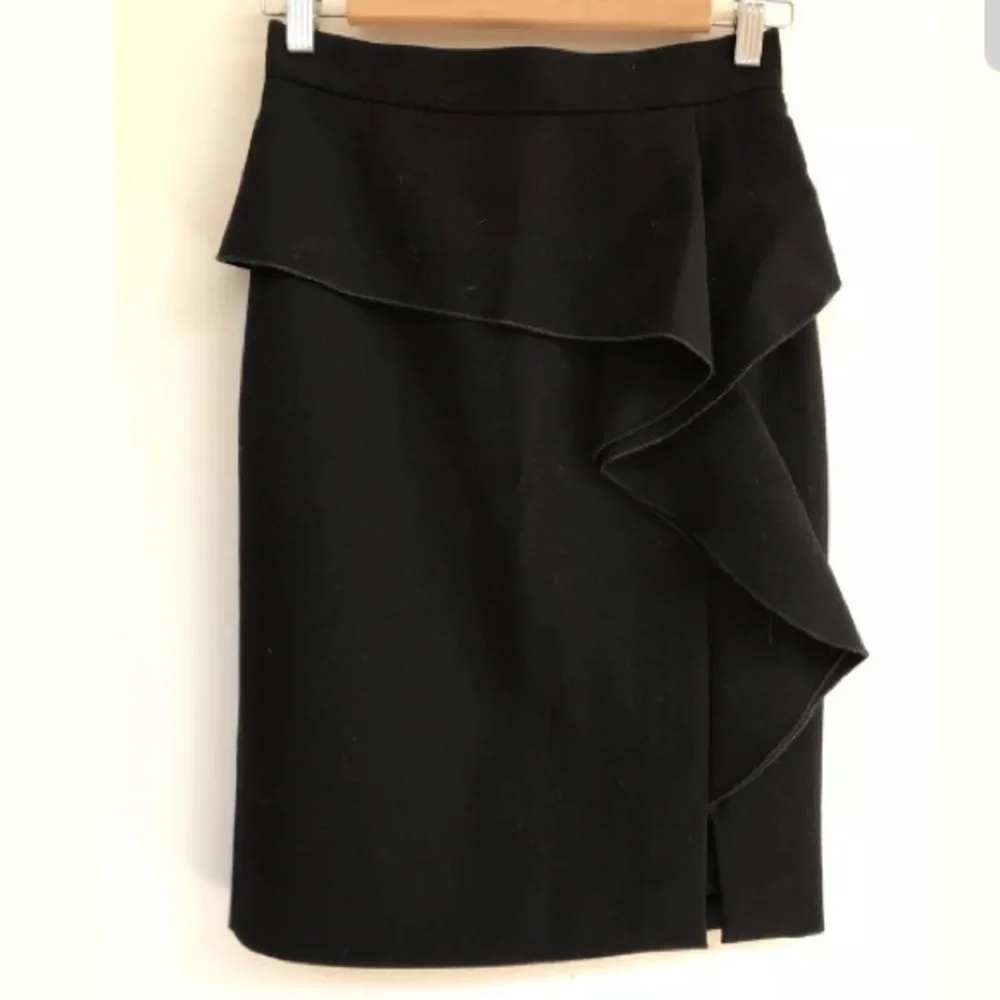 Emilio Pucci Black Pencil Skirt with Draped Ruffle